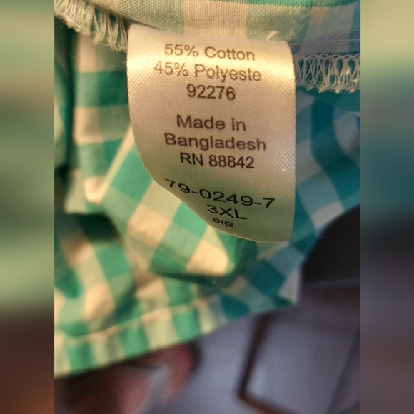 * KingSize green check ss shirt, 3xl big - Picture 5 of 7